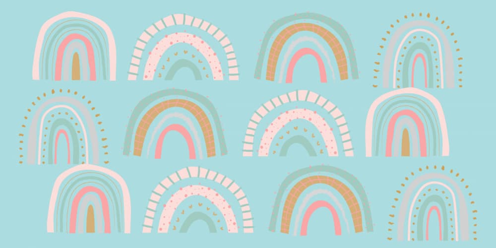 Sweet Pastel Rainbows by Sue Skellern — canvas wall art
