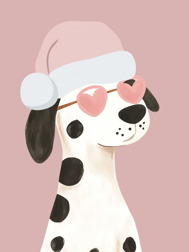 Pink Christmas Puppy by Mathieu jeuf — canvas wall art