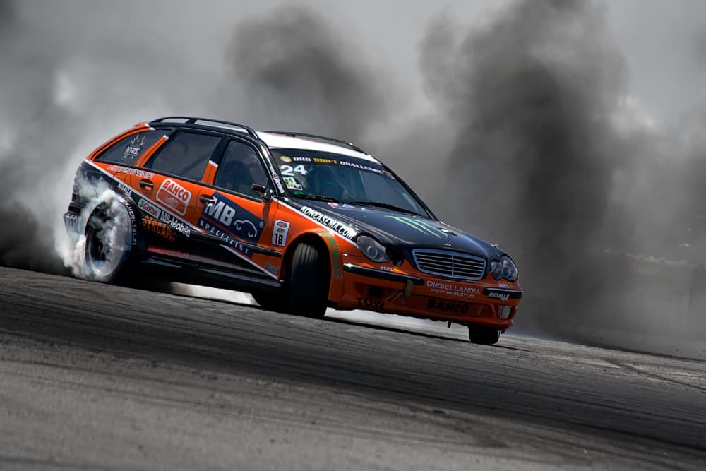 Smoking Car Drift by Leif Løndal — canvas wall art