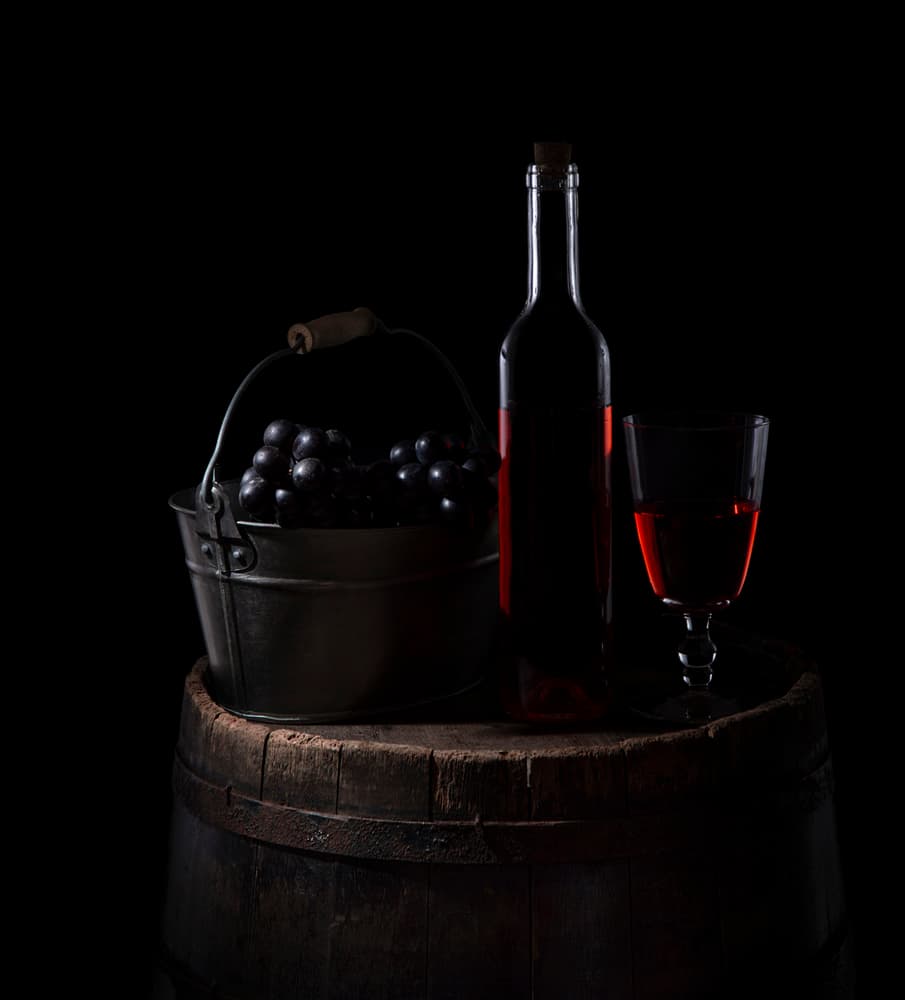 Moody Wine and Grapes by Margareth Perfoncio — canvas wall art