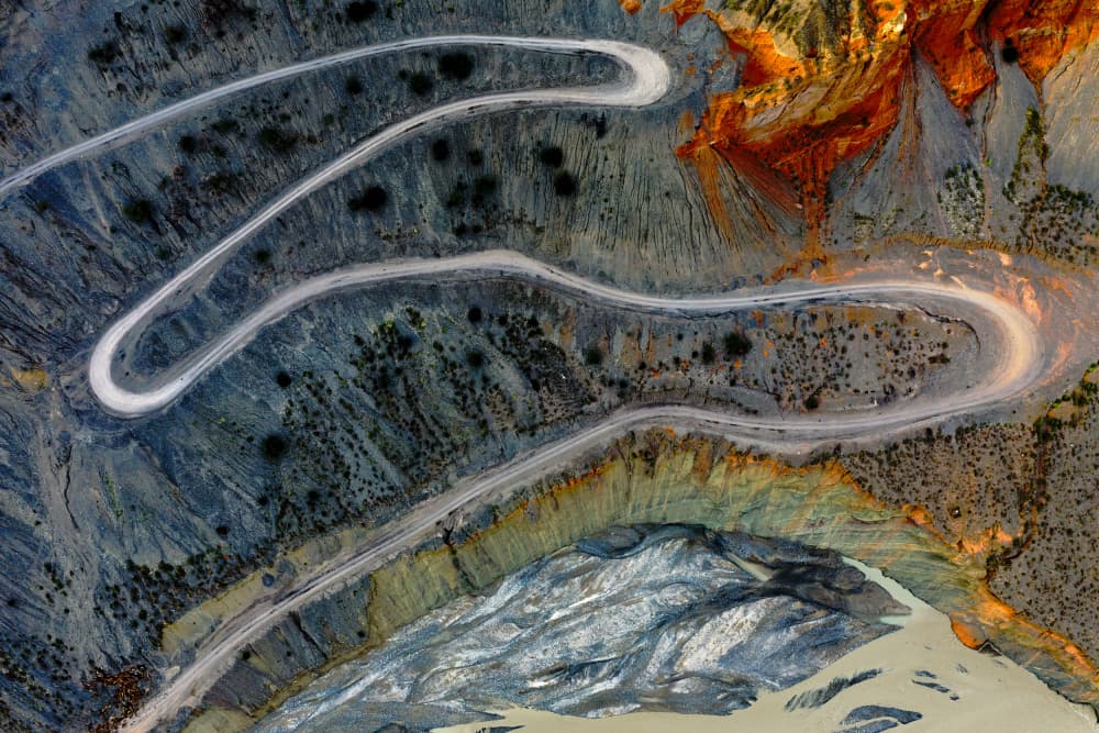 Vibrant Winding Mountain Road by konglingming — canvas wall art