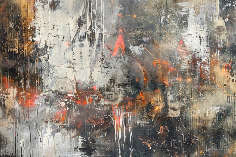 Fiery Urban Abstract by Rafal Kulik — canvas wall art
