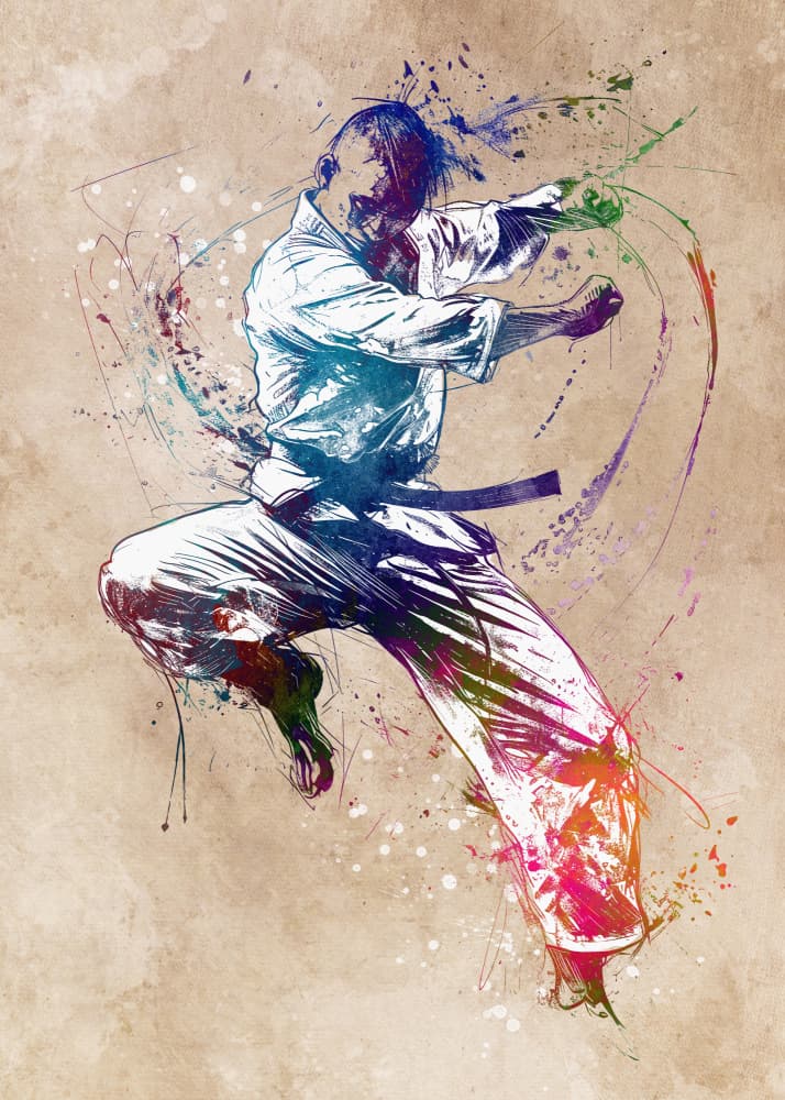 Vibrant Karate Kick by Justyna Jaszke — canvas wall art