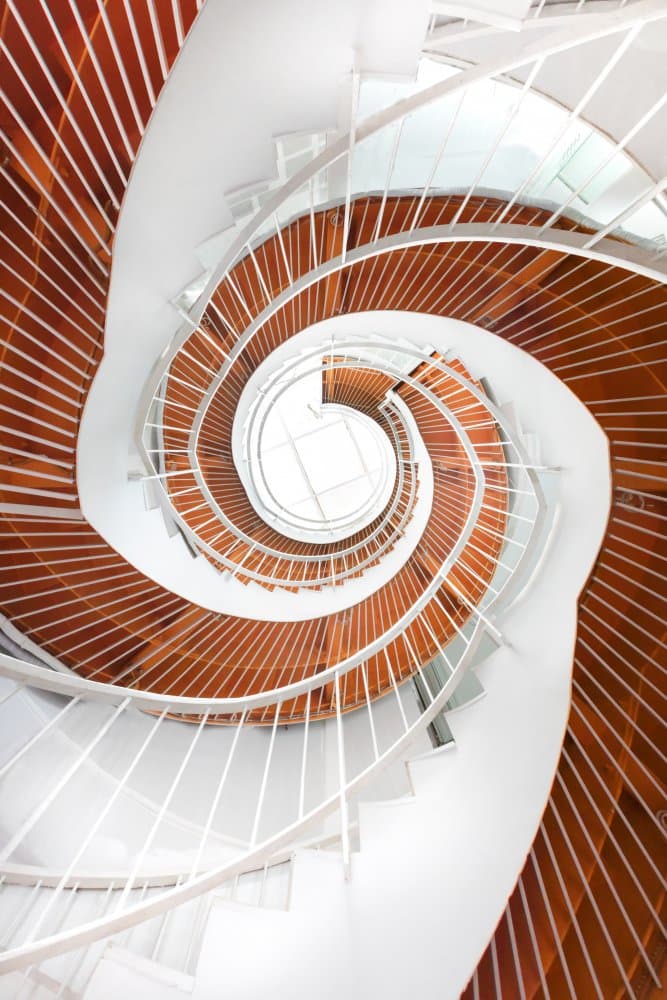 Geometric Spiral Stairs by Peiyin Wang — canvas wall art