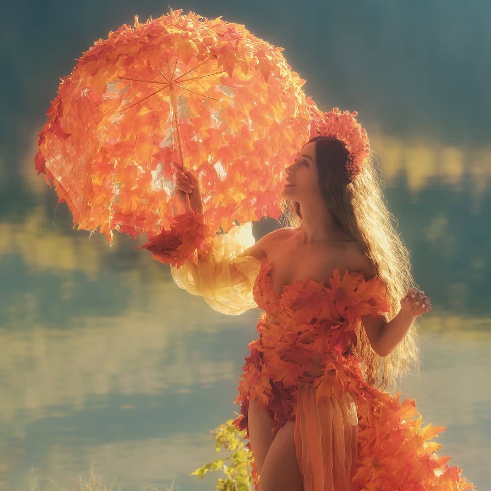 Autumn Leaf Goddess by Paolo Lazzarotti — canvas wall art
