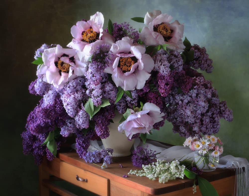 Lilac Peony Bouquet by Tatyana Skorokhod — canvas wall art