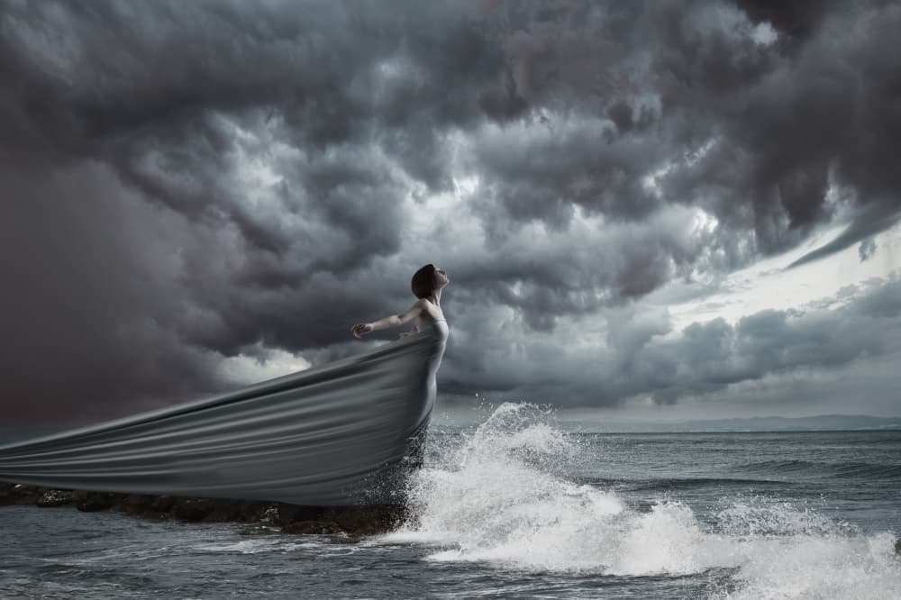 Woman Embracing Storm by Patrick Odorizzi — canvas wall art