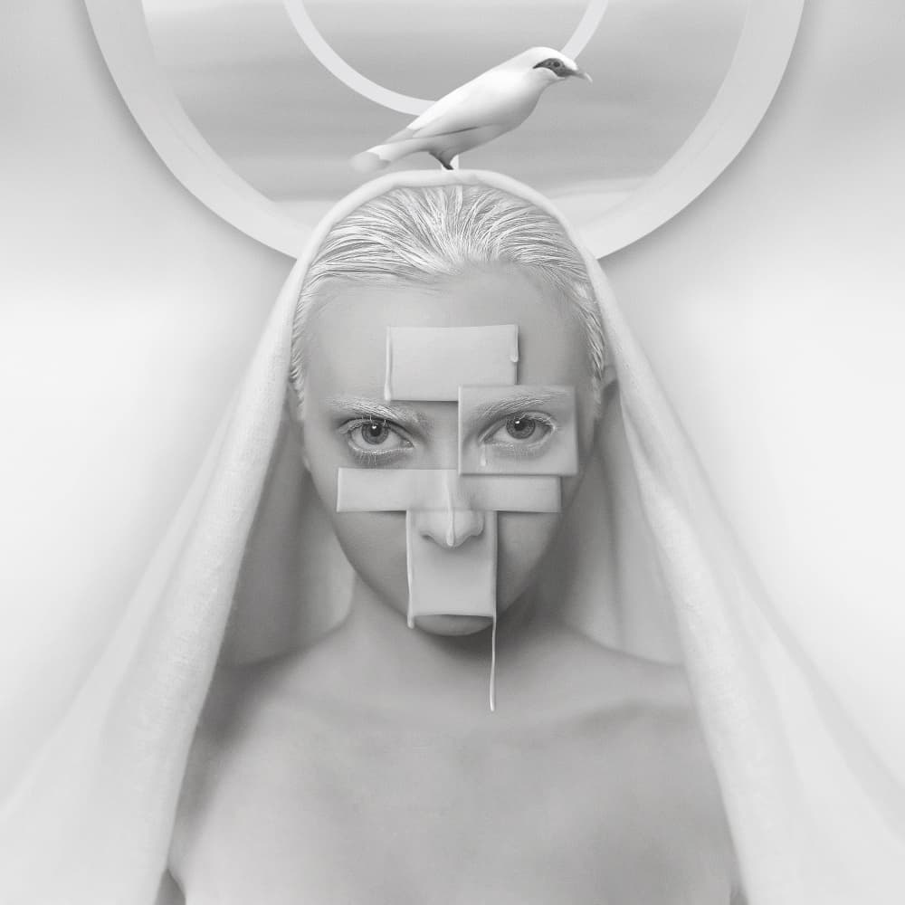 Ethereal White Conceptual Portrait by hardibudi — canvas wall art