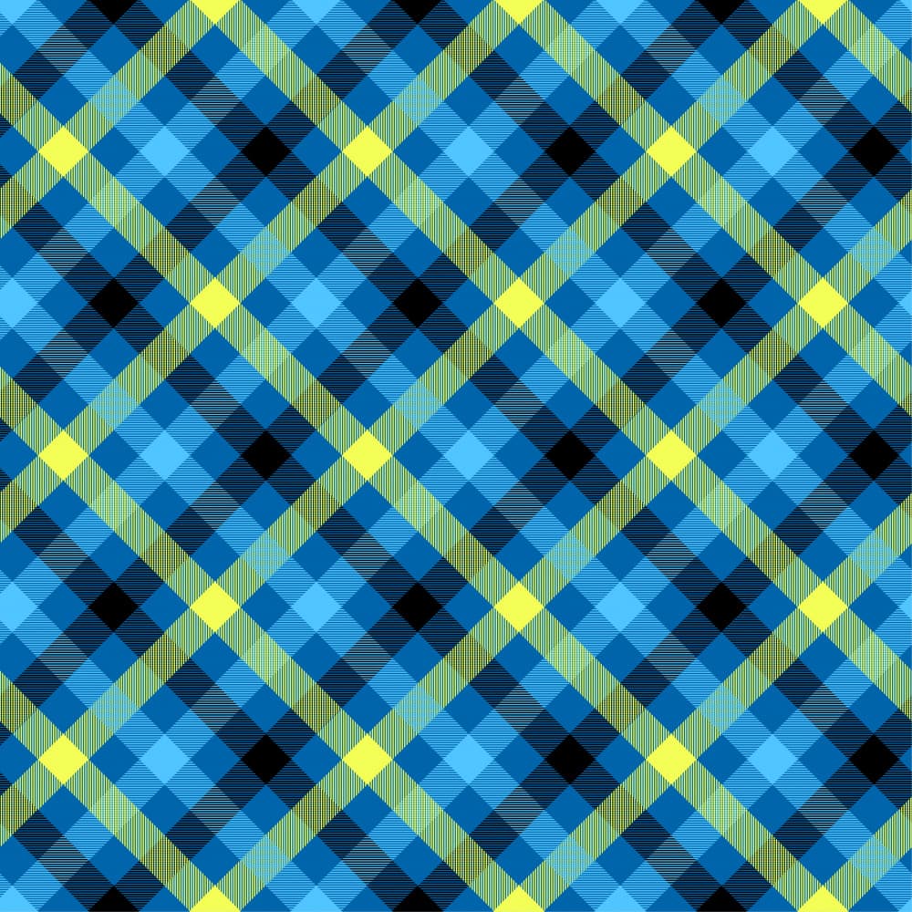 Vibrant Blue Yellow Plaid by Marika Barsrsind — canvas wall art