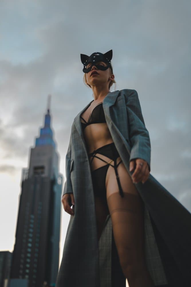 Mysterious Cat Mask Woman by Jun Ishibashi — canvas wall art