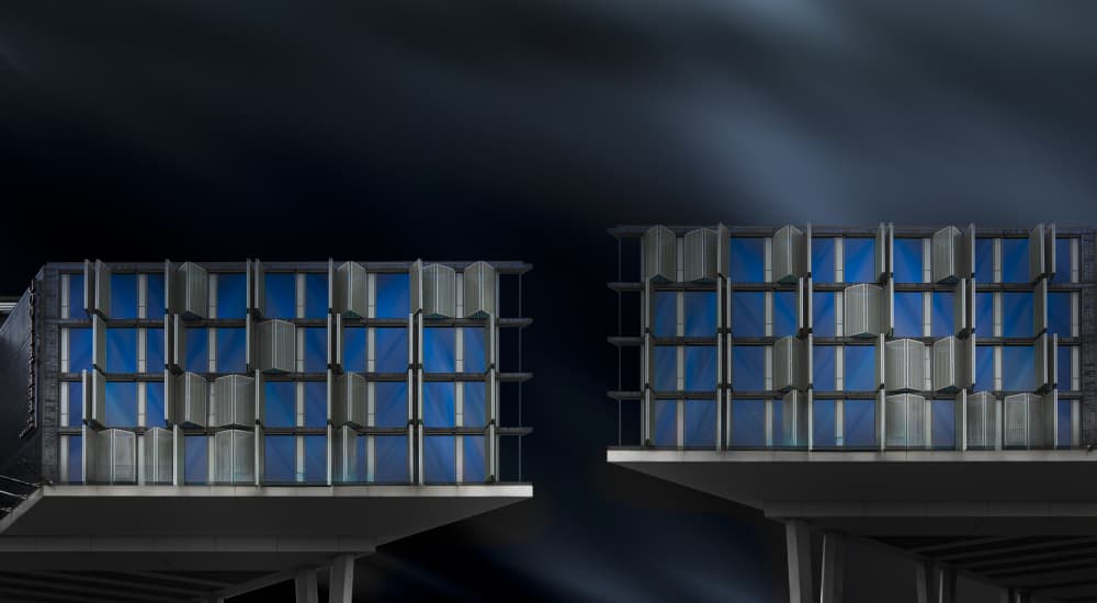Sleek Blue Architecture by Greetje van Son — canvas wall art