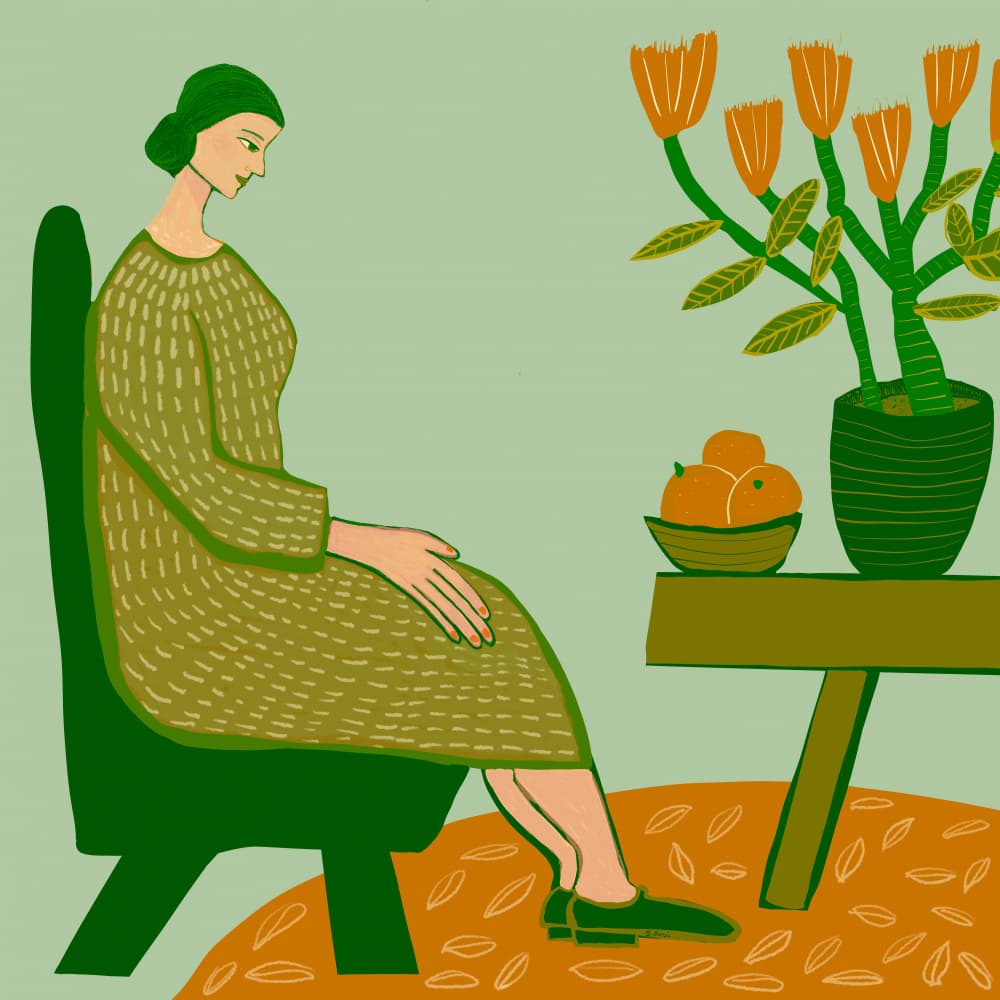 Serene Woman Indoors by Sharyn Bursic — canvas wall art