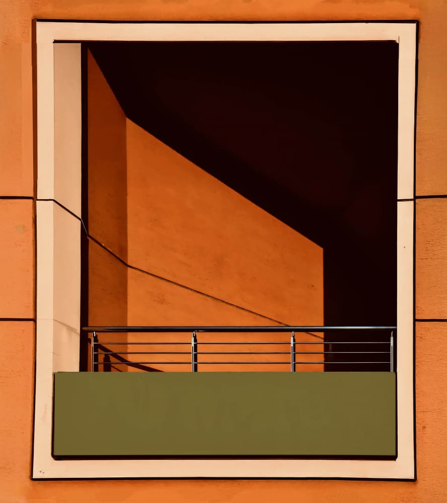 Orange Geometric Shadows by Arnon Orbach — canvas wall art