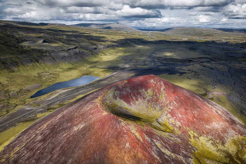 Red Volcano Green Earth by Þorsteinn H. Ingibergsson — canvas wall art