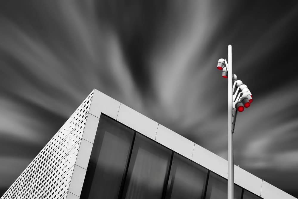 Modern Lines Red Lights by Hans-Wolfgang Hawerkamp — canvas wall art