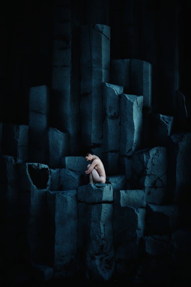 Nude Man Basalt Columns by Leroy Souhuwat — canvas wall art