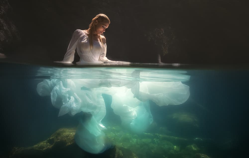 Ethereal Woman Underwater by Paolo Lazzarotti — canvas wall art
