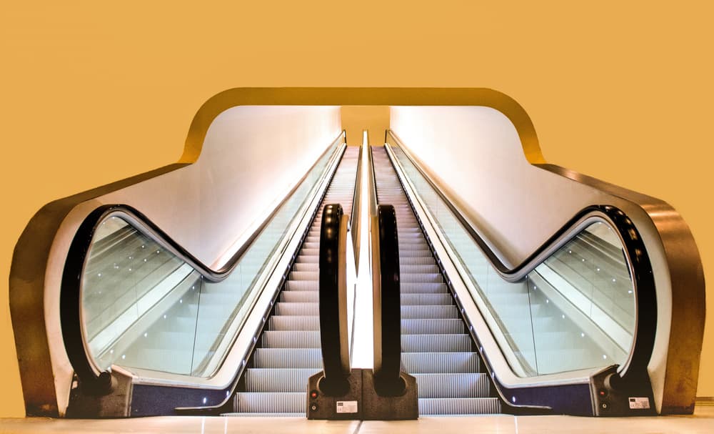 Symmetrical Escalator Ascent by Anette Ohlendorf — canvas wall art