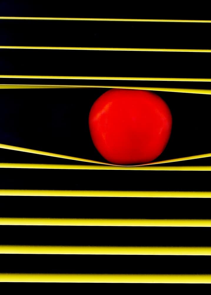 Red Apple Bent Lines by Heidi Bartsch — canvas wall art