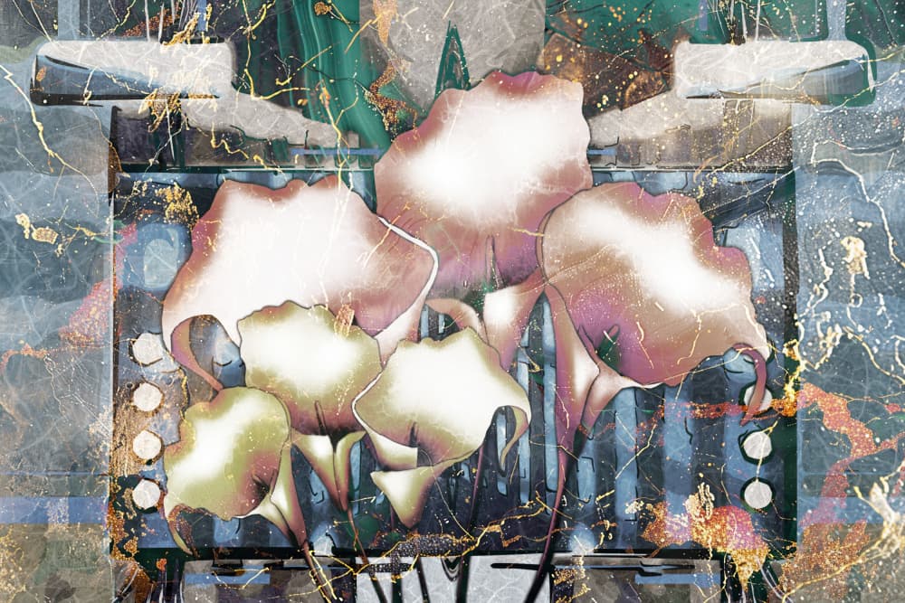 Textured Gold Florals by Rafal Kulik — canvas wall art