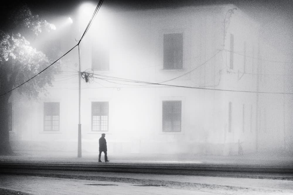 Foggy Night Walker by Marchevca Bogdan — canvas wall art