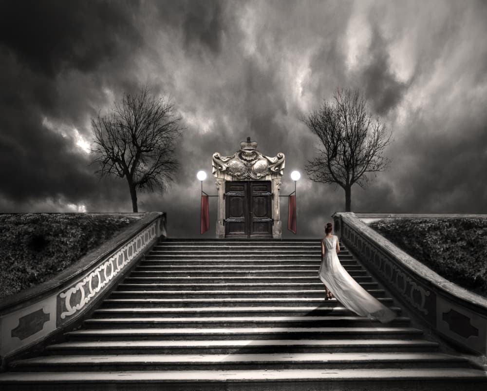 Dramatic Stairway Ascent by David Senechal Photographie (polydactyle) — canvas wall art