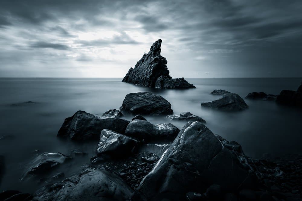 Moody Ocean Rocks by Cristiano Giani — canvas wall art