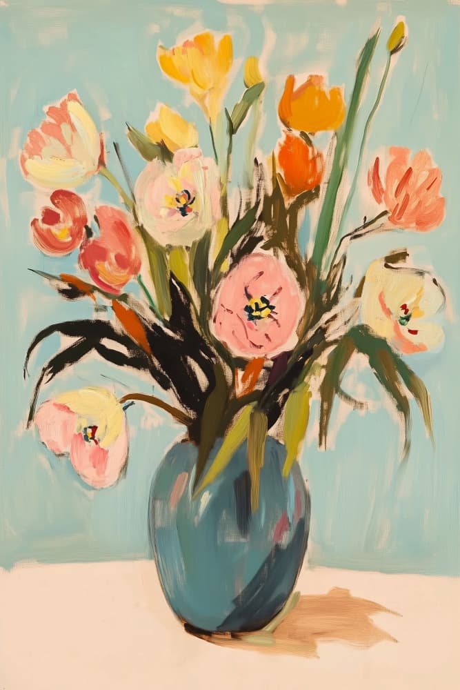 Colorful Happy Flowers by Melloi Art Prints — canvas wall art