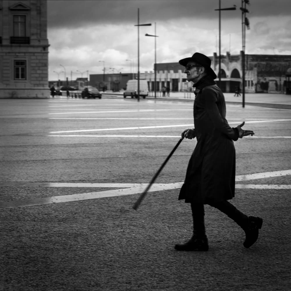 Mysterious City Walker by Olinda Coutinho — canvas wall art