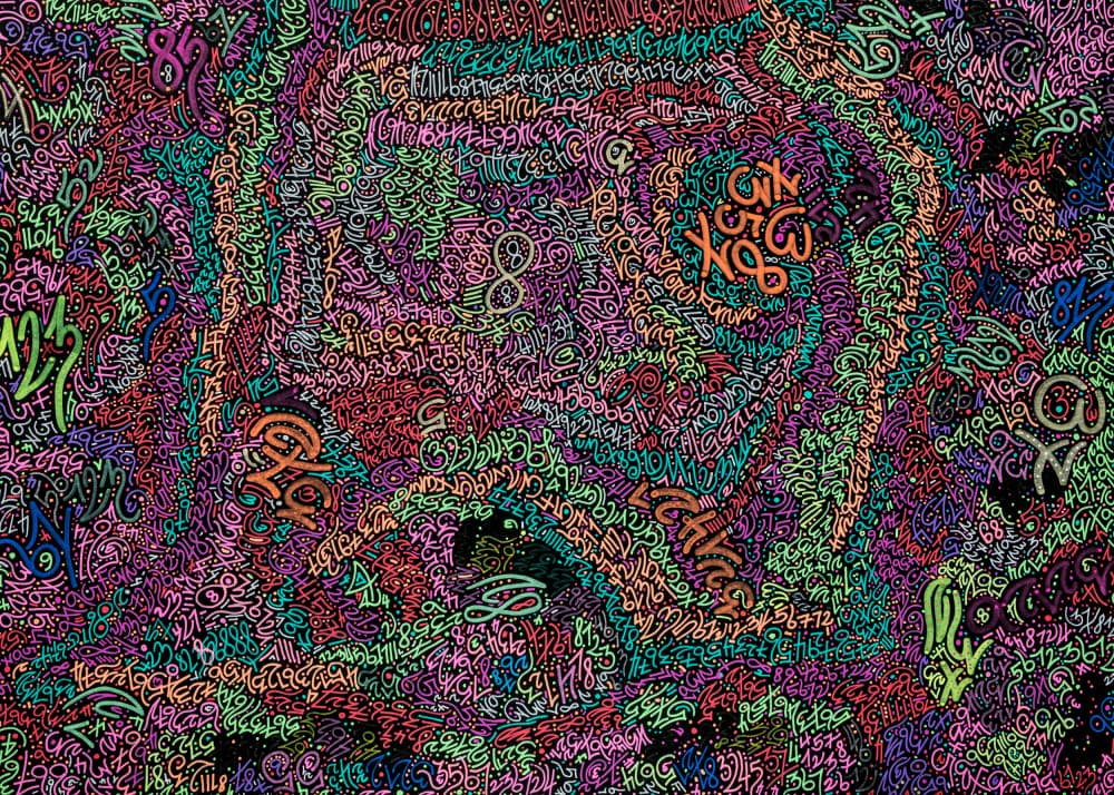 Vibrant Abstract Script Swirls by Lorenzo A Roe — canvas wall art