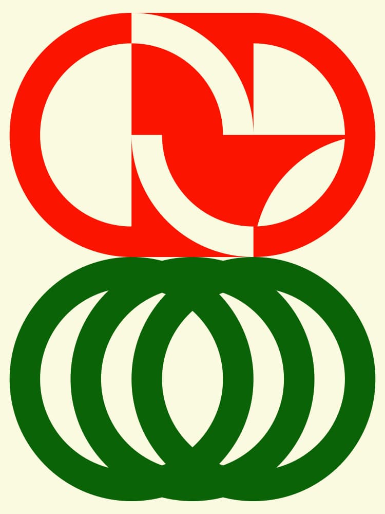 Abstract Red Green Shapes by Petr Strnad — canvas wall art