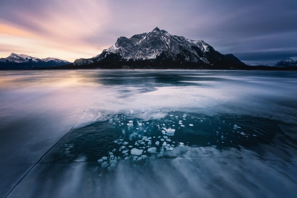 Frozen Peaks Twilight Lake by Yongnan Li （李永男） — canvas wall art