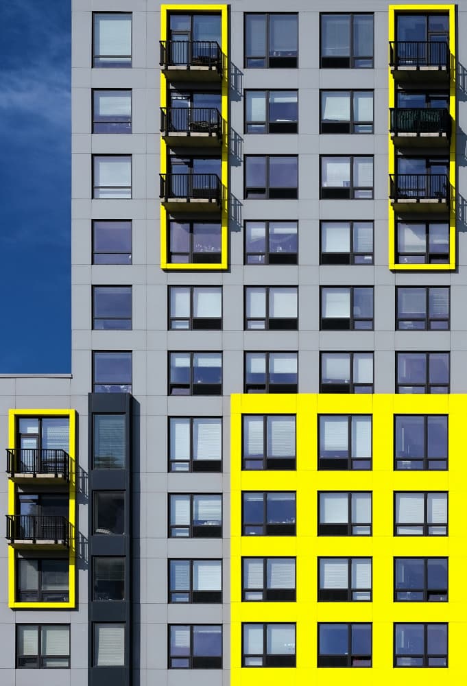 Modern Building Yellow Accents by Roberto Parola — canvas wall art