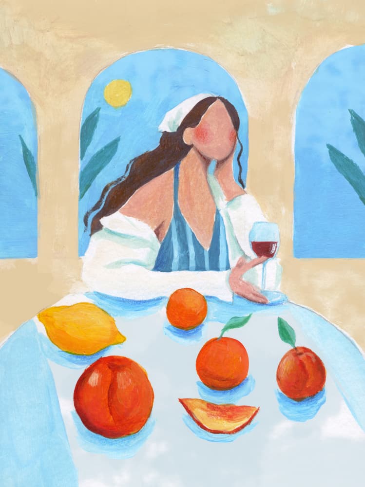 Girl with Peaches by Petra Lizde — canvas wall art