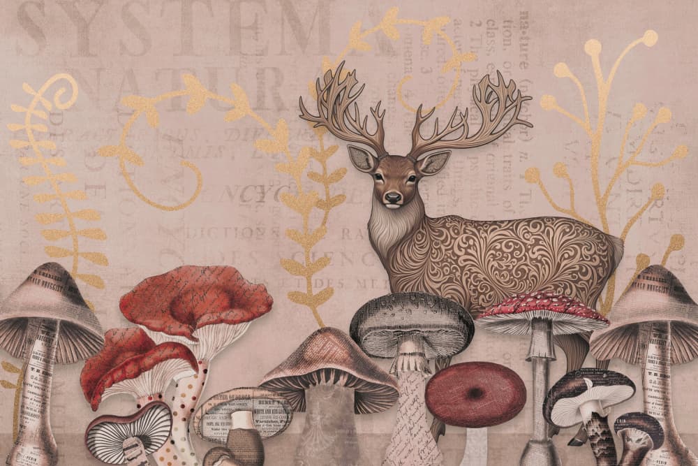 Vintage Botanical Forest Stag by Andrea Haase — canvas wall art