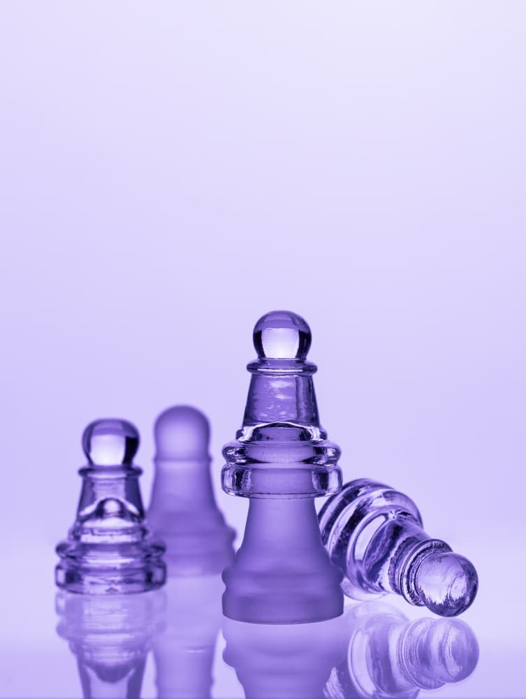 Purple Glass Chess Pawns by Julia Ramiro — canvas wall art
