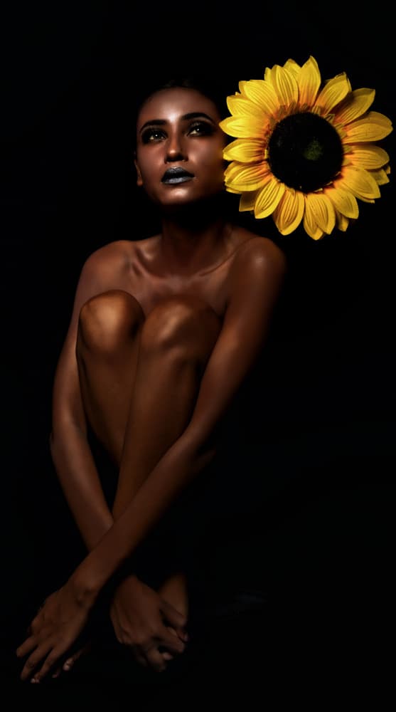 Golden Sunflower Woman by Prithul Das — canvas wall art