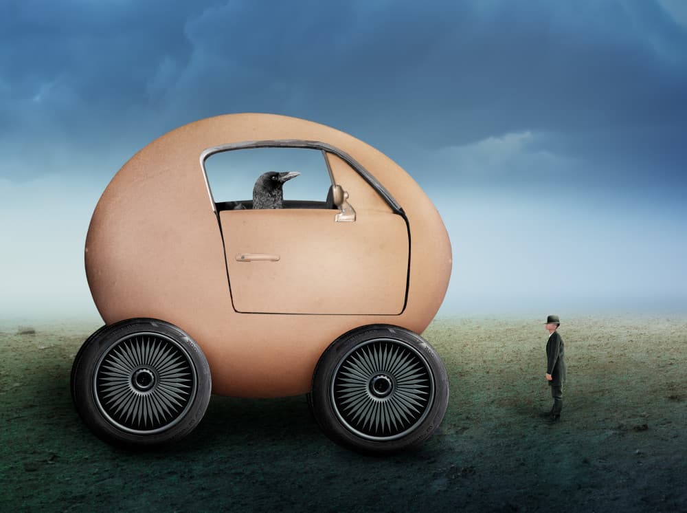 Crow's Egg Car Encounter by Biao  Huang — canvas wall art