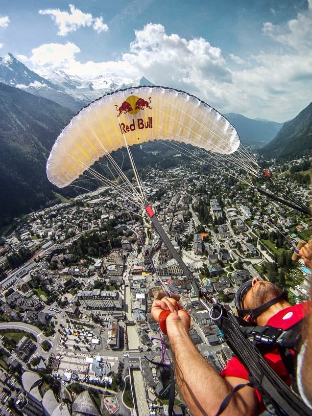 Alpine City Paragliding Flight by Tristan Shu — canvas wall art