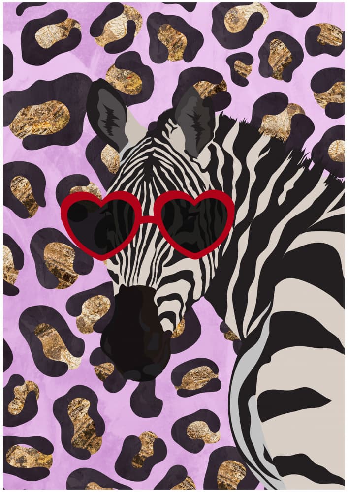 Zebra Heart Sunglasses by Sarah Manovski — canvas wall art
