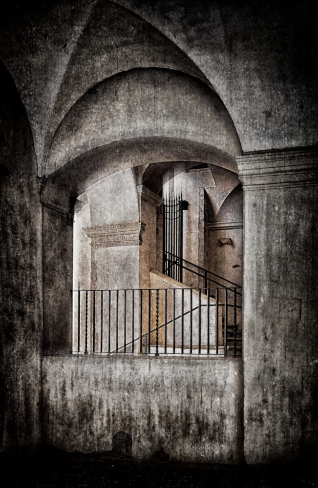 Gothic Arches Staircase by Raffaele Corte — canvas wall art