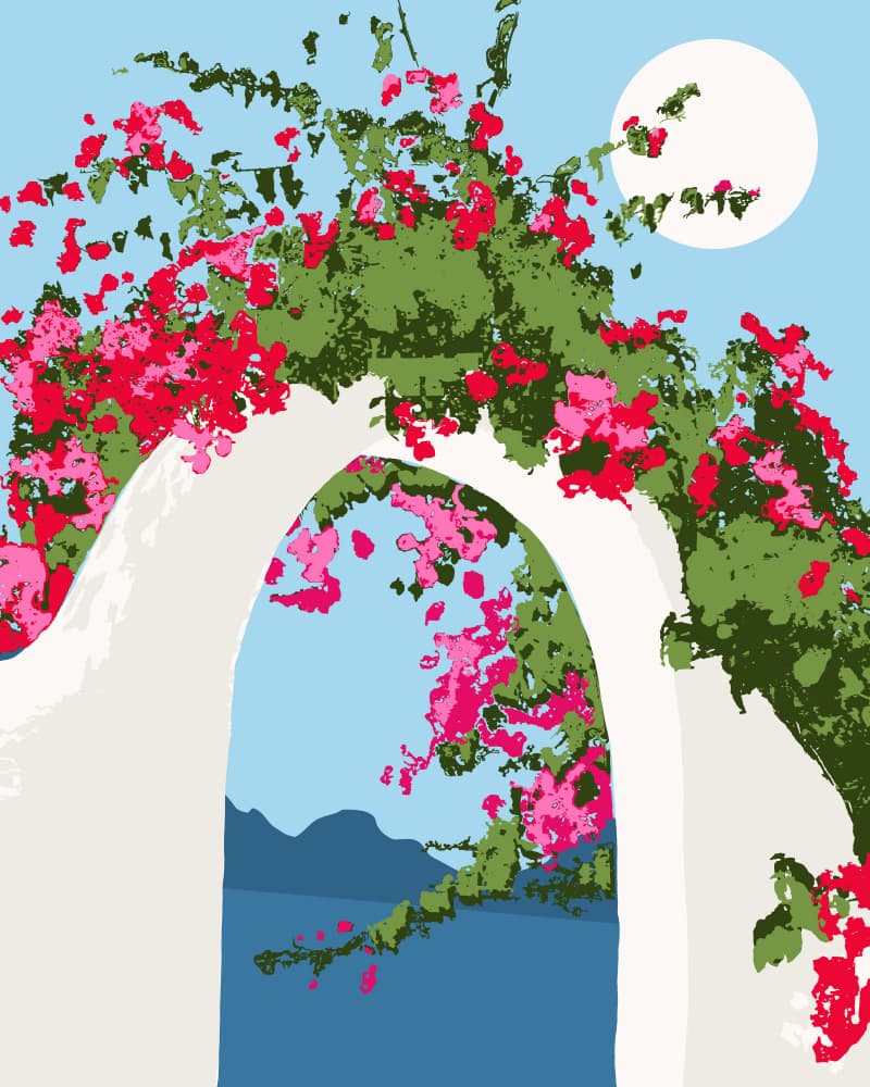 Bougainvillea Archway View by Uma Gokhale — canvas wall art