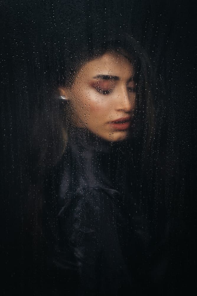 Pensive Raindrops Portrait by M. Emre Erol — canvas wall art