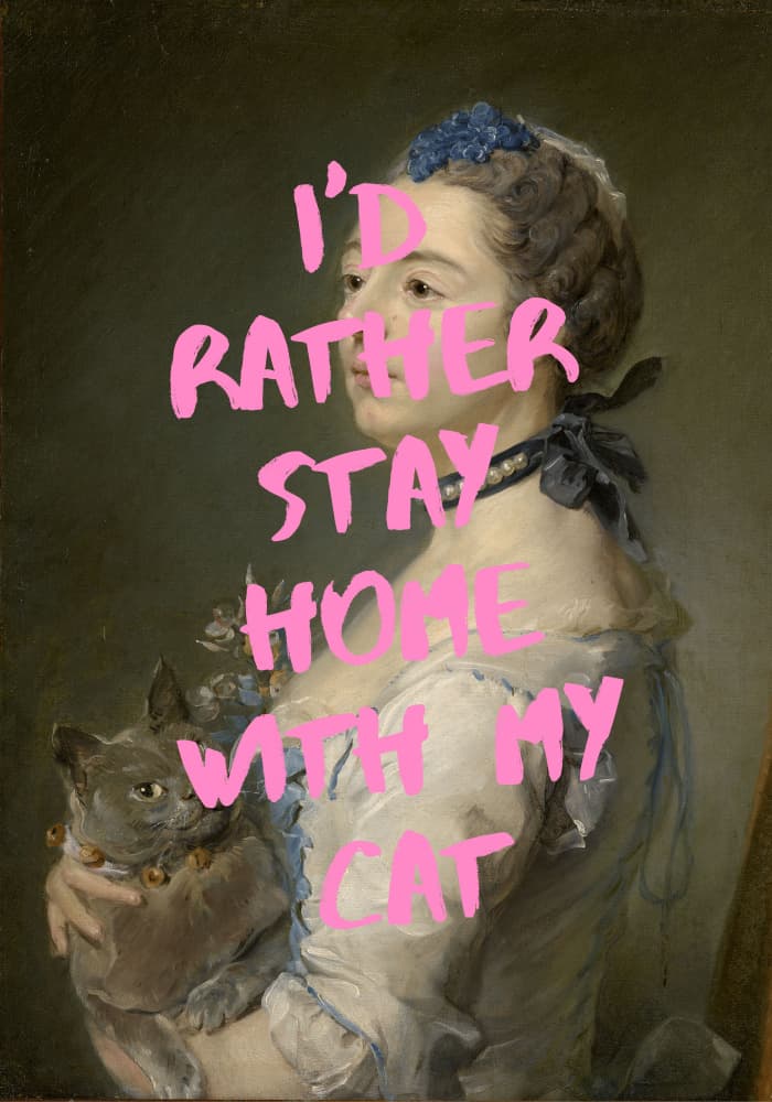 I'd Rather Stay Home Cat by Athene Fritsch — canvas wall art