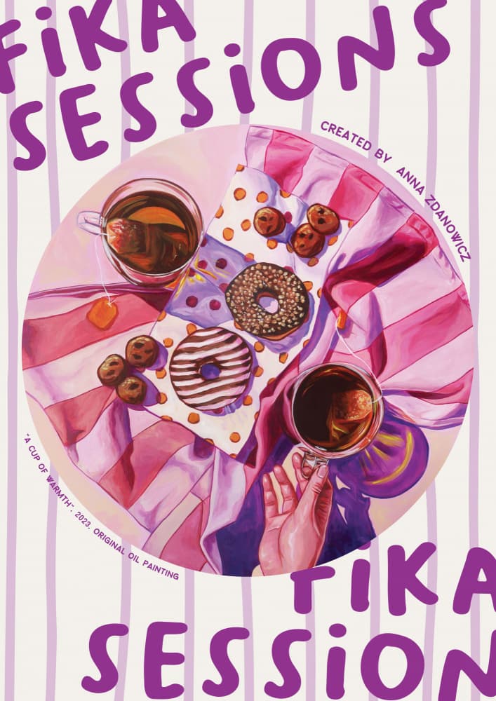 Cozy Fika Tea Break by Anna Zdanowicz — canvas wall art