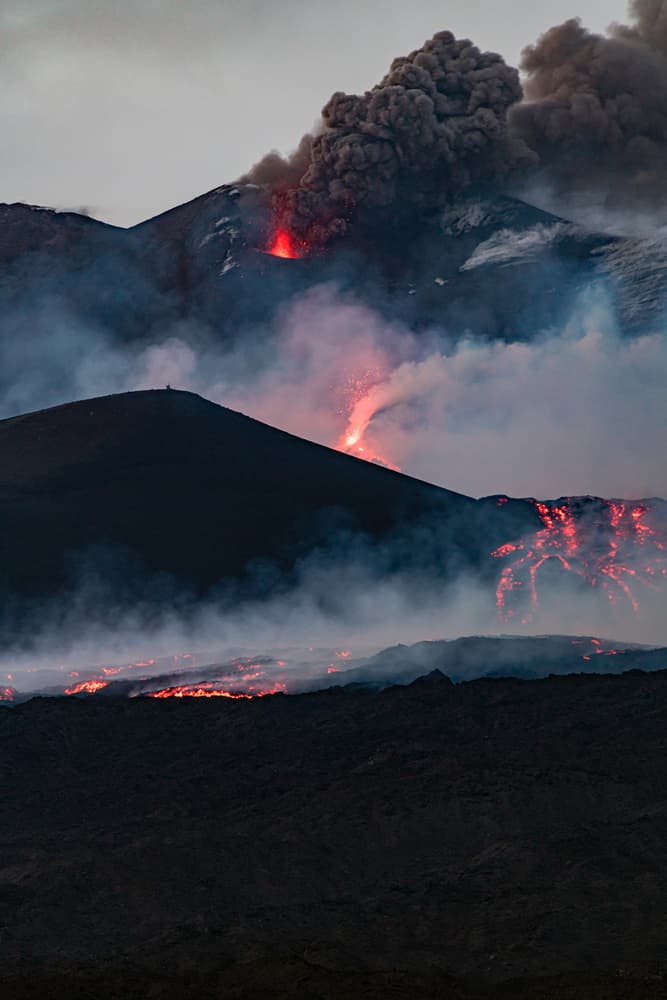 Glowing Volcano Eruption by Massimo Tamajo — canvas wall art