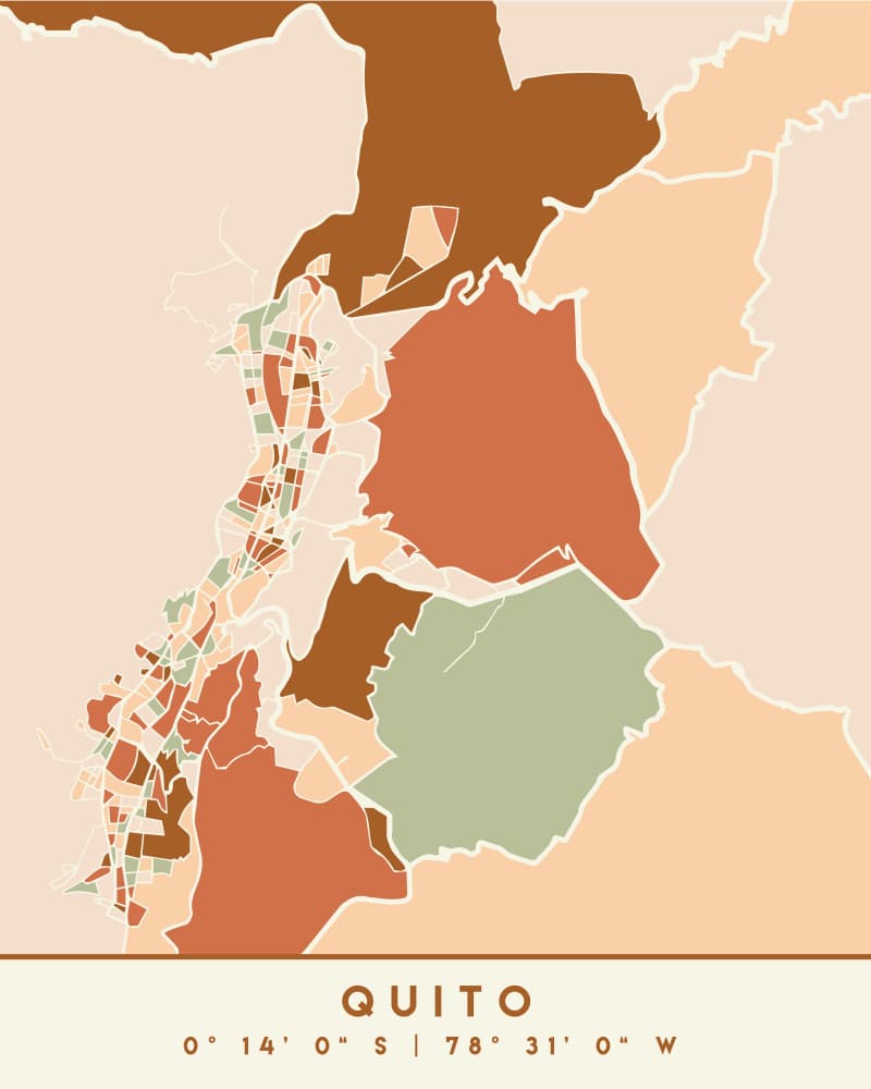 Quito Ecuador Map by Emiliano Deificus — canvas wall art