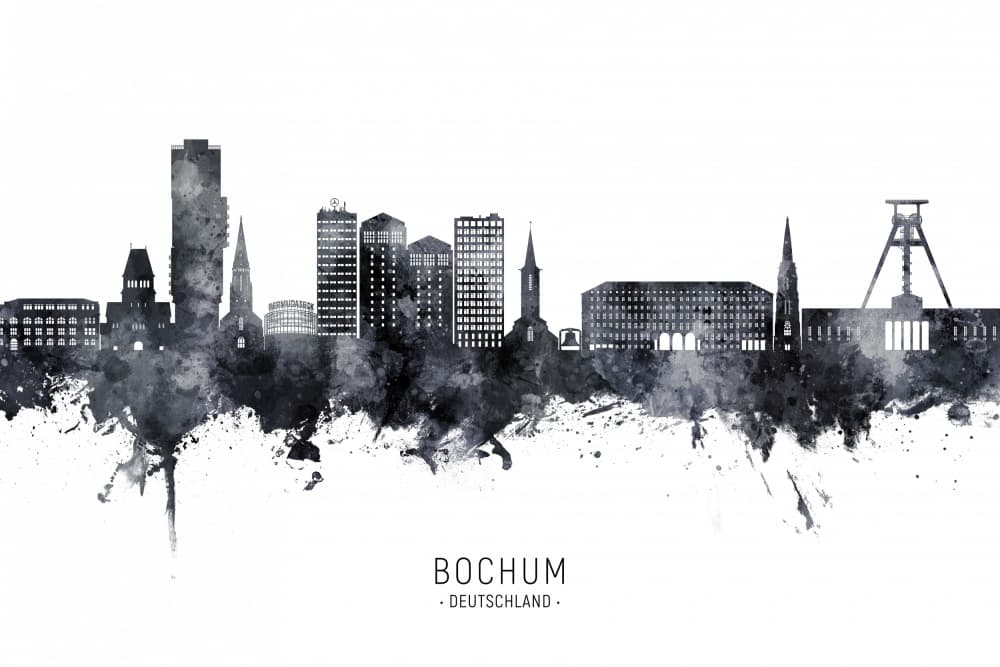 Bochum Germany Skyline by Michael Tompsett — canvas wall art