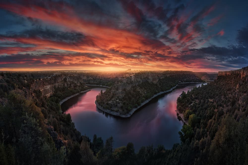 Vibrant Canyon River Sunset by Juan Pablo de Miguel — canvas wall art