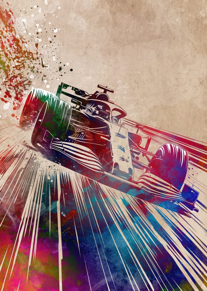 Vibrant Race Car Motion by Justyna Jaszke — canvas wall art